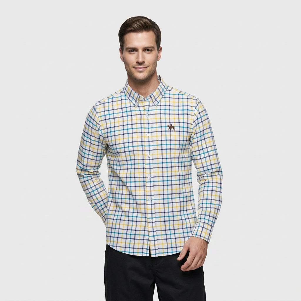 Chemise Carreaux Manches Longues Col Boutonné pour Homme