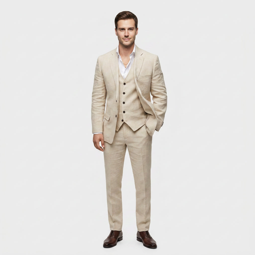 Ensemble Tailleur Trois Pièces Blazer Croisé pour Homme