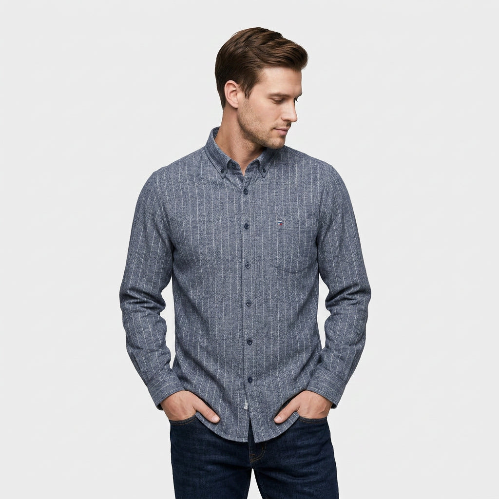 Chemise À Carreaux Tissage Structuré Coupe Régulière pour Homme
