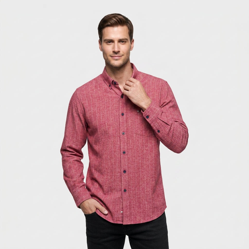 Chemise À Carreaux Tissage Structuré Coupe Régulière pour Homme