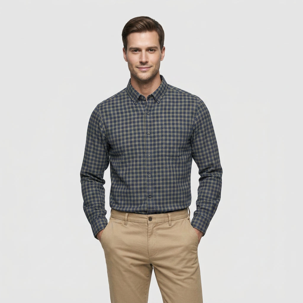 Chemise Carreaux Coupe Décontractée Col Classique pour Homme