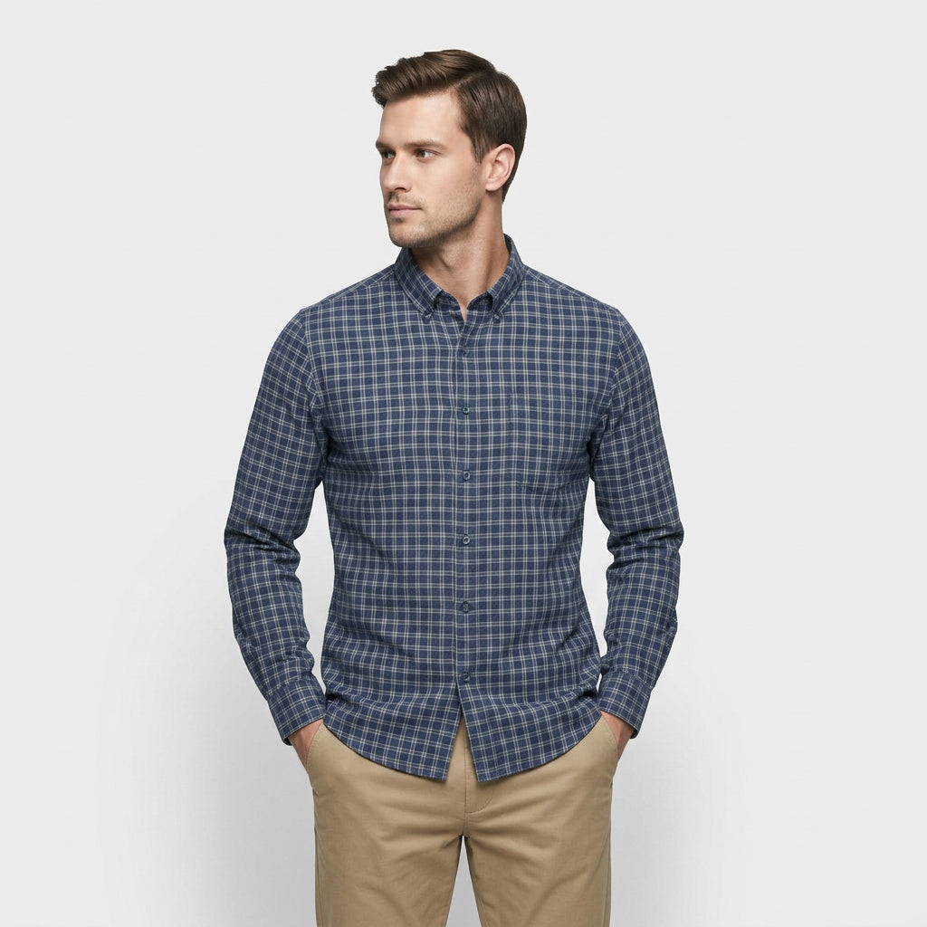 Chemise Carreaux Coupe Décontractée Col Classique pour Homme
