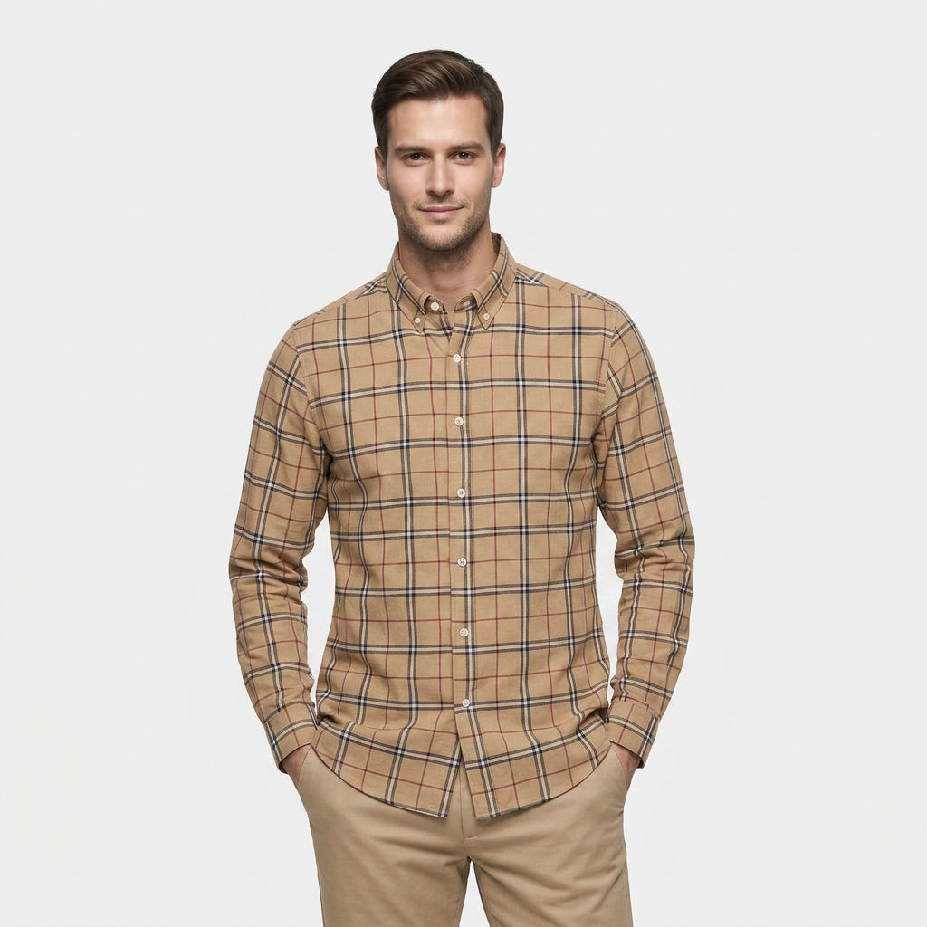 Chemise Carreaux Coupe Décontractée Col Classique pour Homme