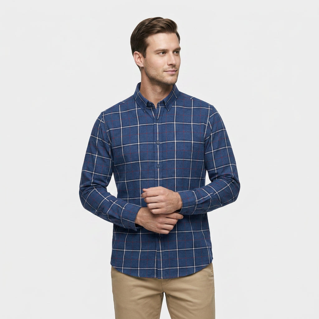 Chemise Carreaux Coupe Décontractée Col Classique pour Homme