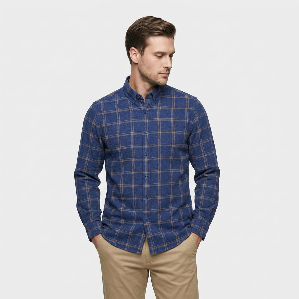 Chemise Carreaux Coupe Décontractée Col Classique pour Homme