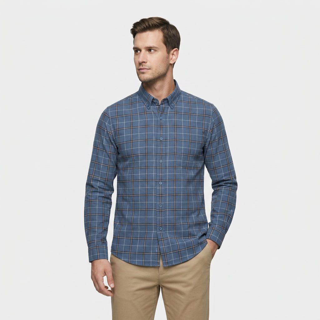 Chemise Carreaux Coupe Décontractée Col Classique pour Homme