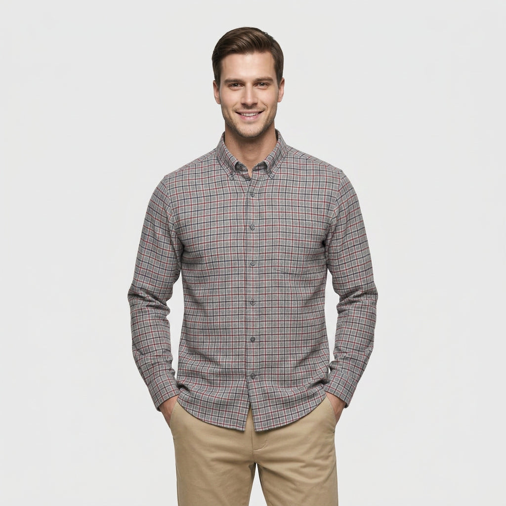 Chemise Carreaux Coupe Décontractée Col Classique pour Homme