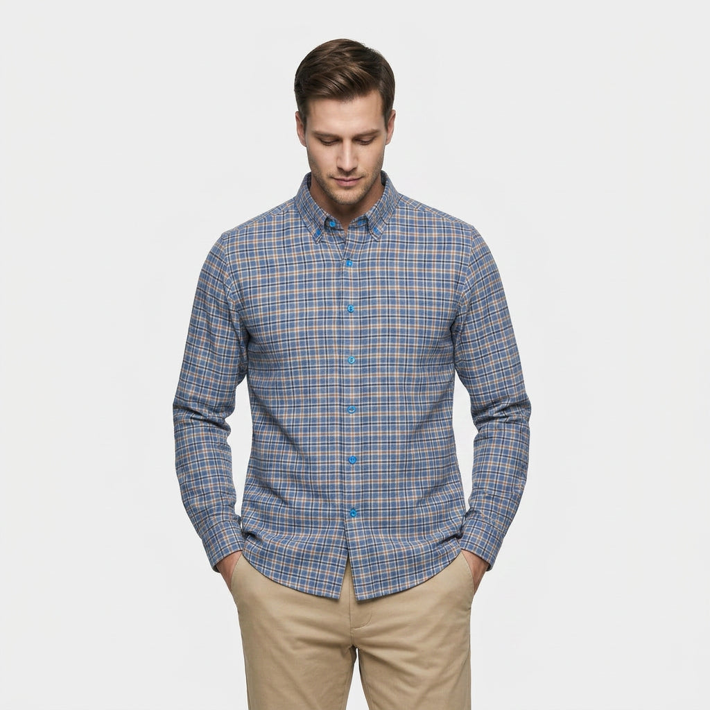 Chemise Carreaux Coupe Décontractée Col Classique pour Homme