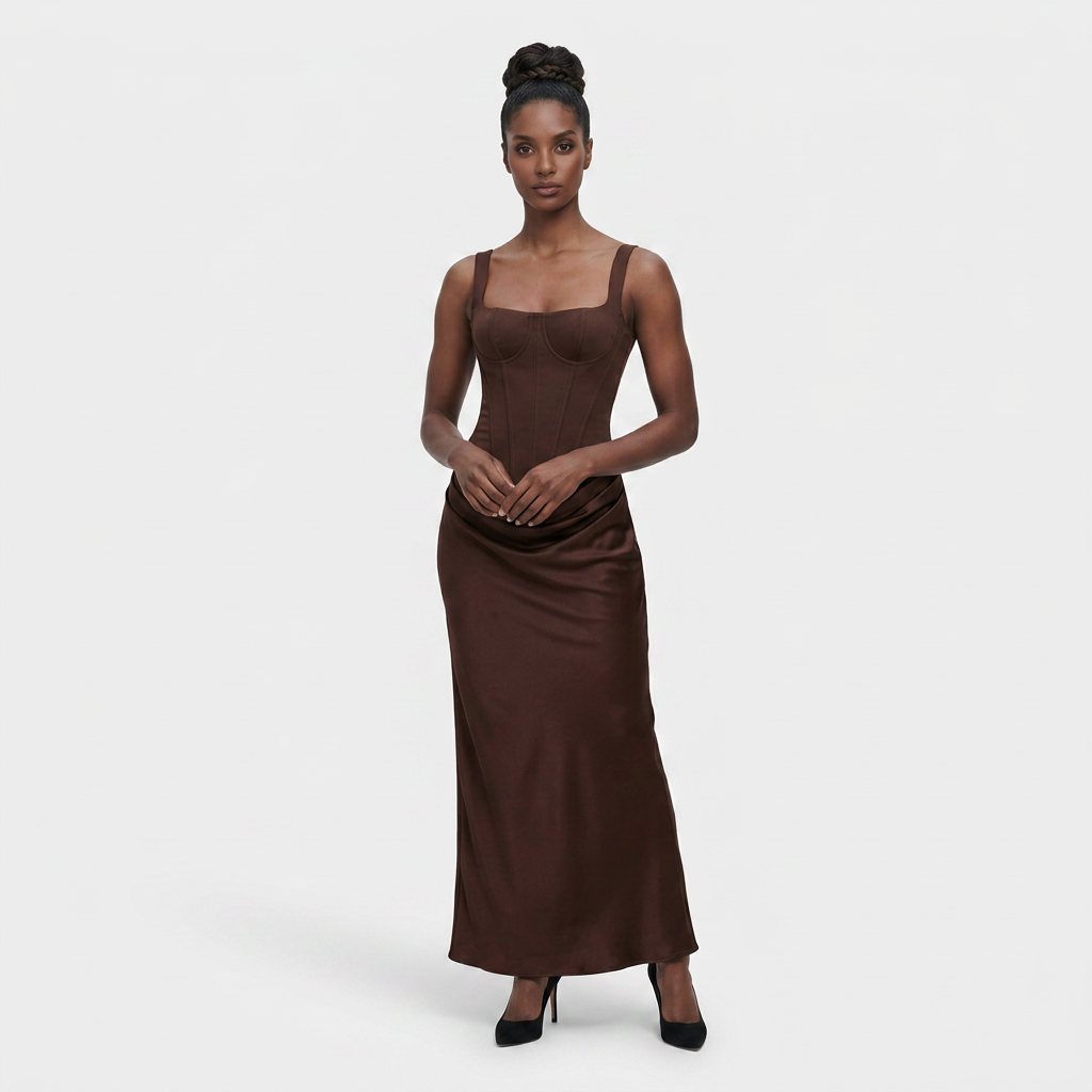 Robe Plissée Coupe Évasée Taille Marquée pour Femme