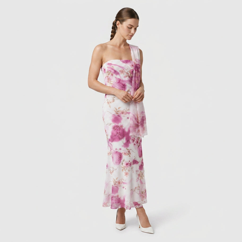 Robe Maxi Foulard Assorti Coupe Fluide pour Femme