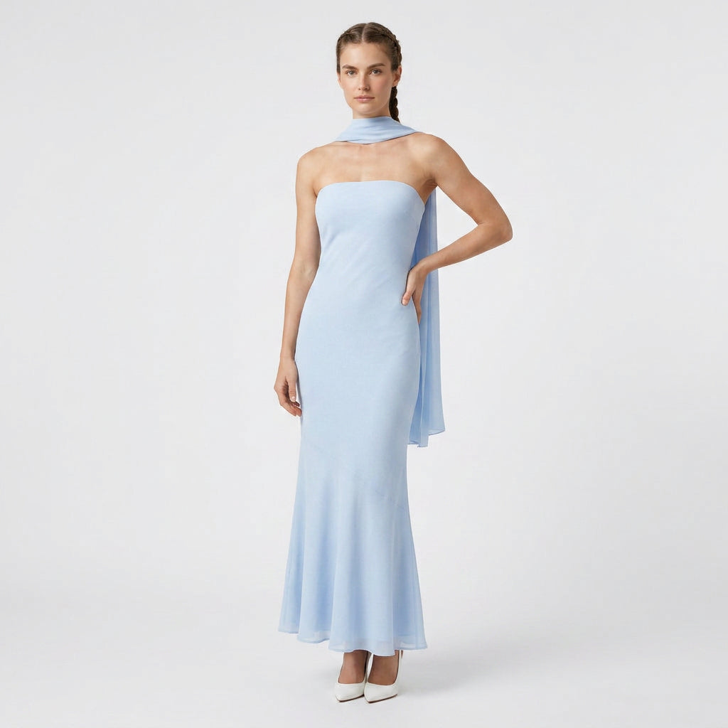 Robe Maxi Foulard Assorti Coupe Fluide pour Femme