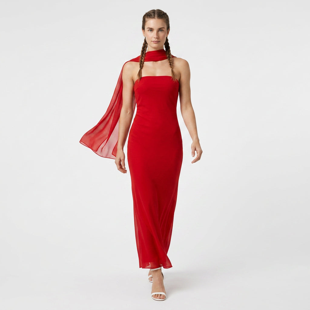 Robe Maxi Foulard Assorti Coupe Fluide pour Femme