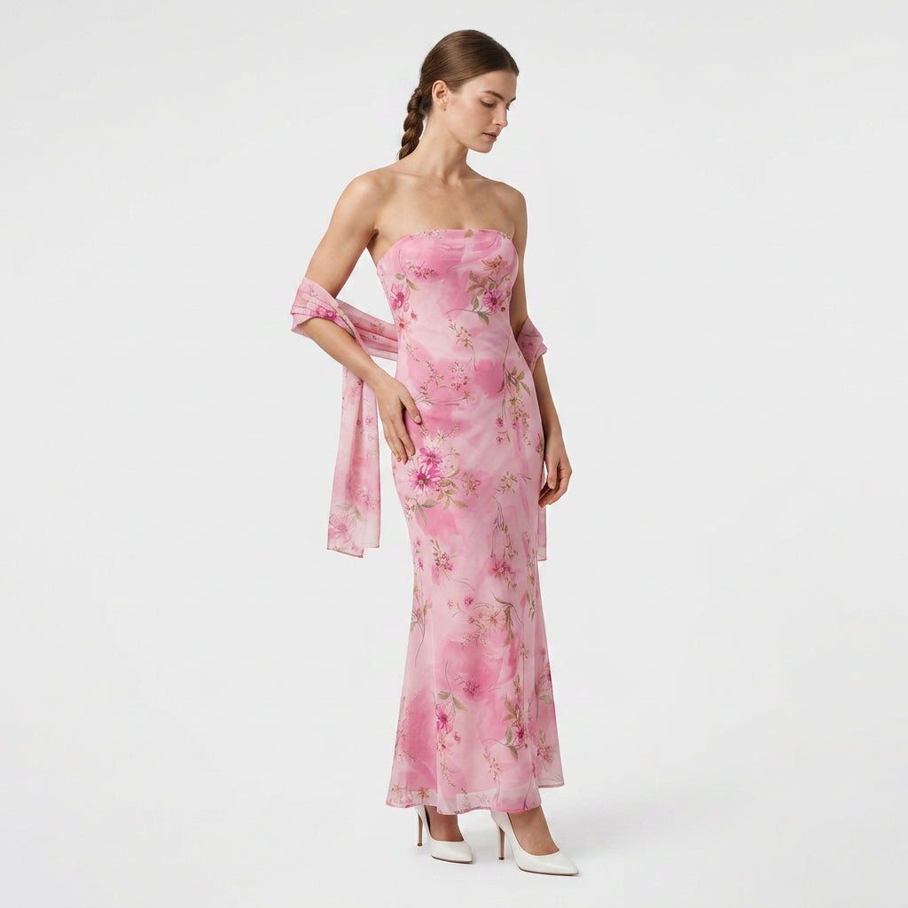 Robe Maxi Foulard Assorti Coupe Fluide pour Femme