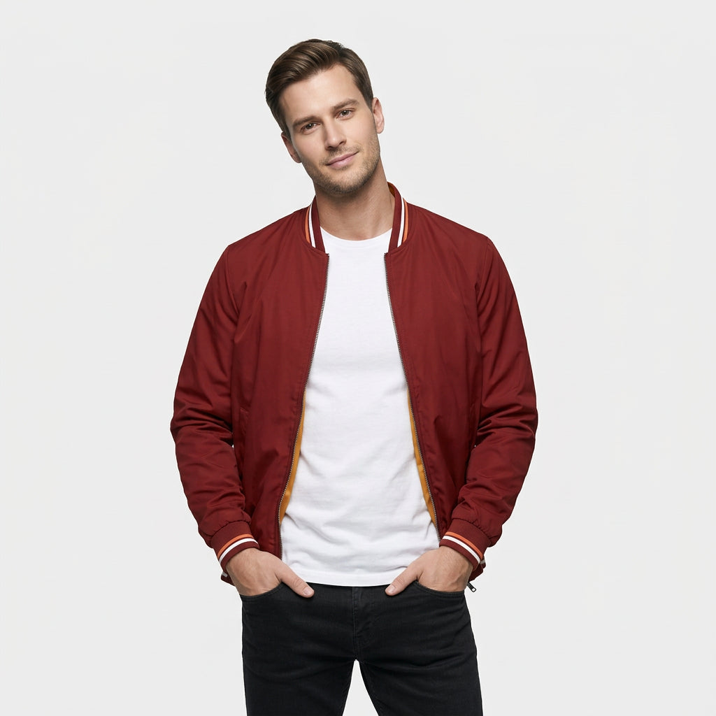 Veste Bomber Légère Col Côtelé pour Homme