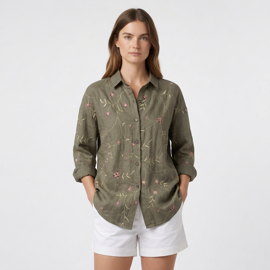 Chemise Vintage Tissu Léger Coupe Décontractée pour Femme