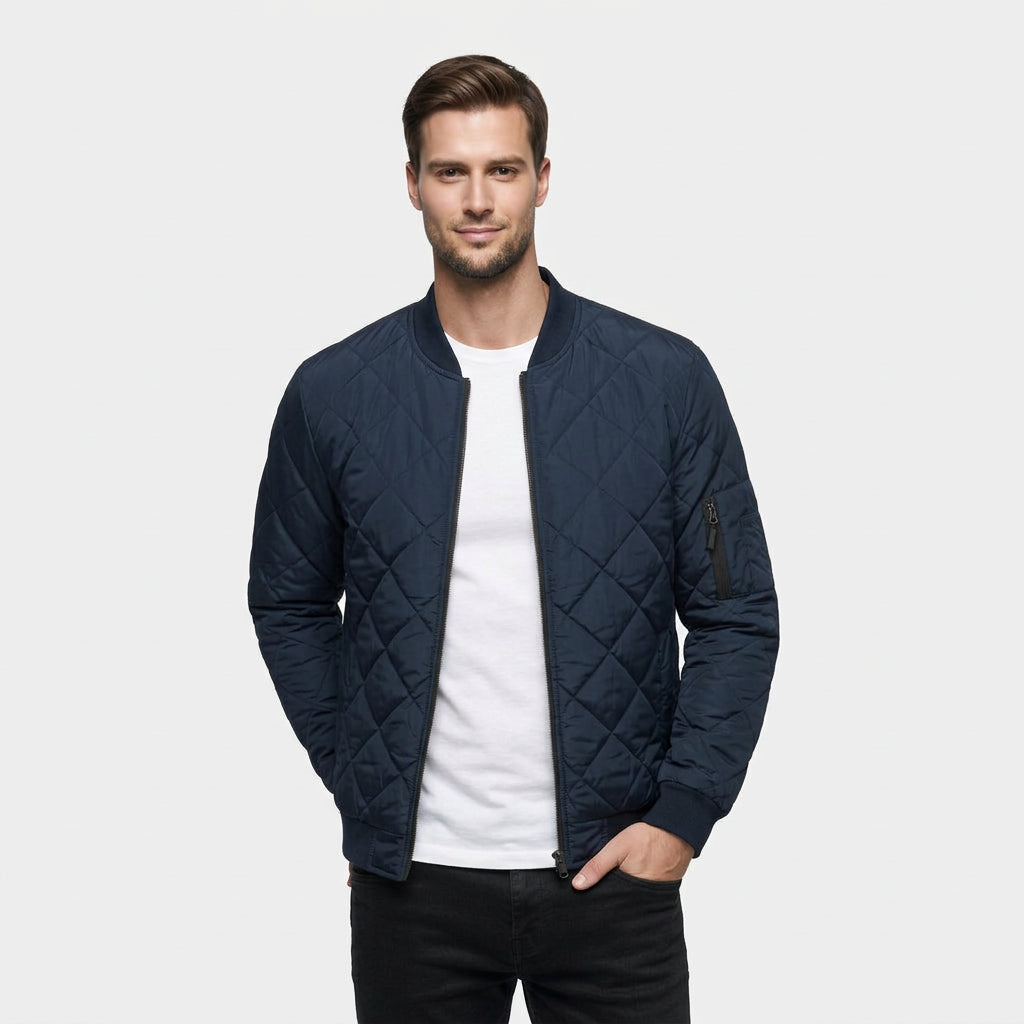 Blouson Bomber Matelassé Poches Zippées pour Homme