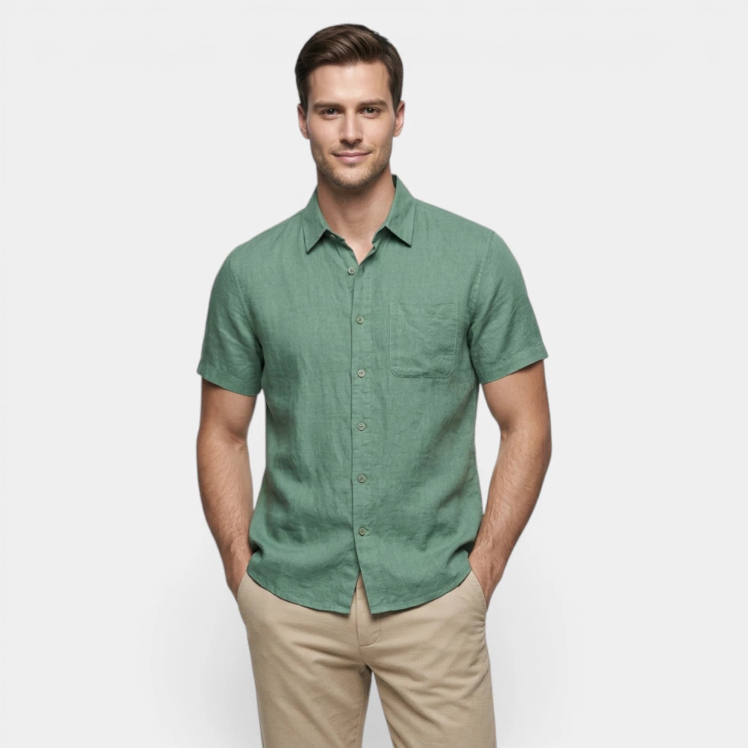 Chemise Boutonnée Tissu Léger Coupe Droite pour Homme