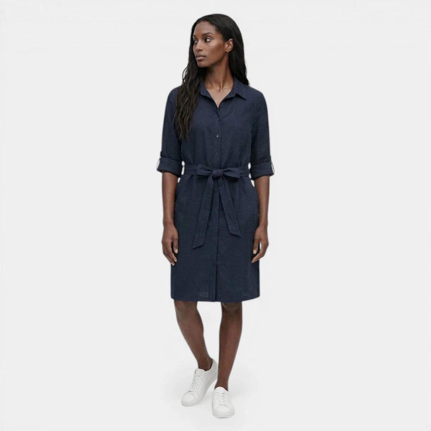 Robe Midi Bretelles Coupe Évasée pour Femme