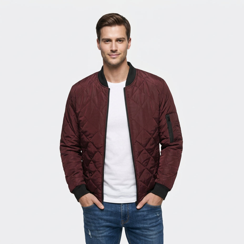 Blouson Bomber Matelassé Poches Zippées pour Homme