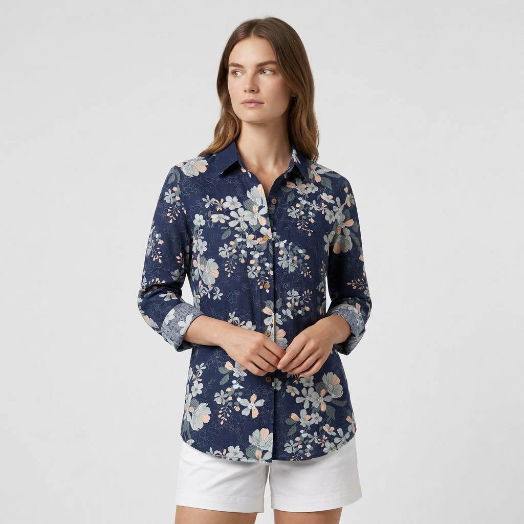 Chemise Vintage Tissu Léger Coupe Décontractée pour Femme
