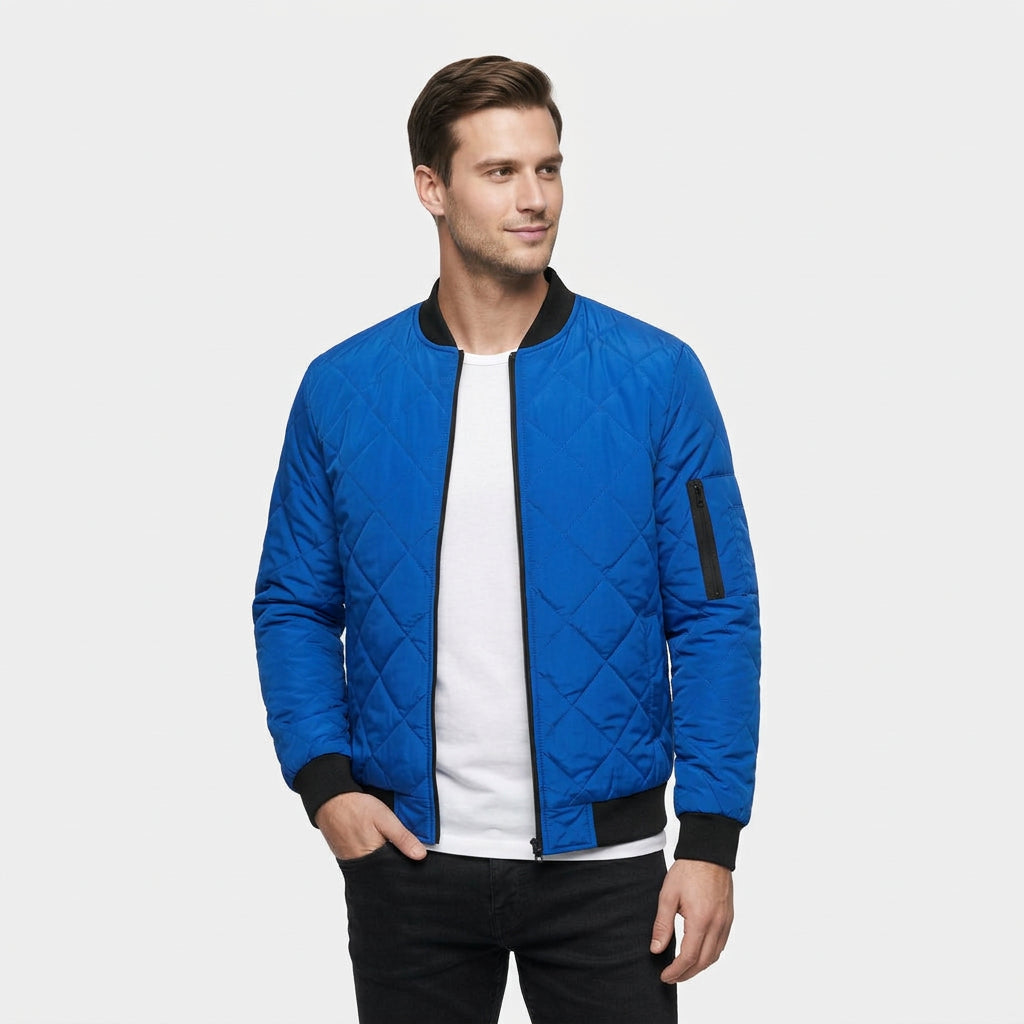 Blouson Bomber Matelassé Poches Zippées pour Homme