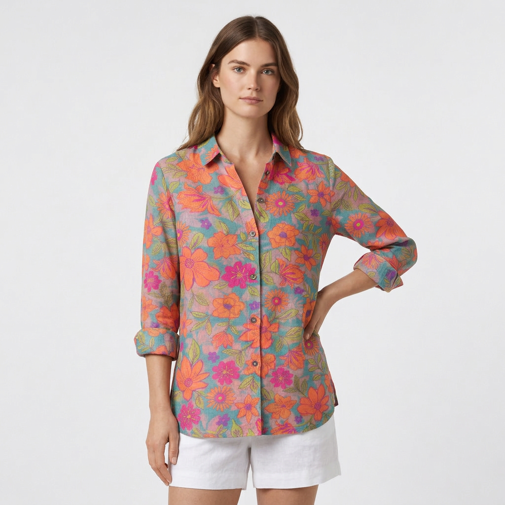 Chemise Vintage Tissu Léger Coupe Décontractée pour Femme