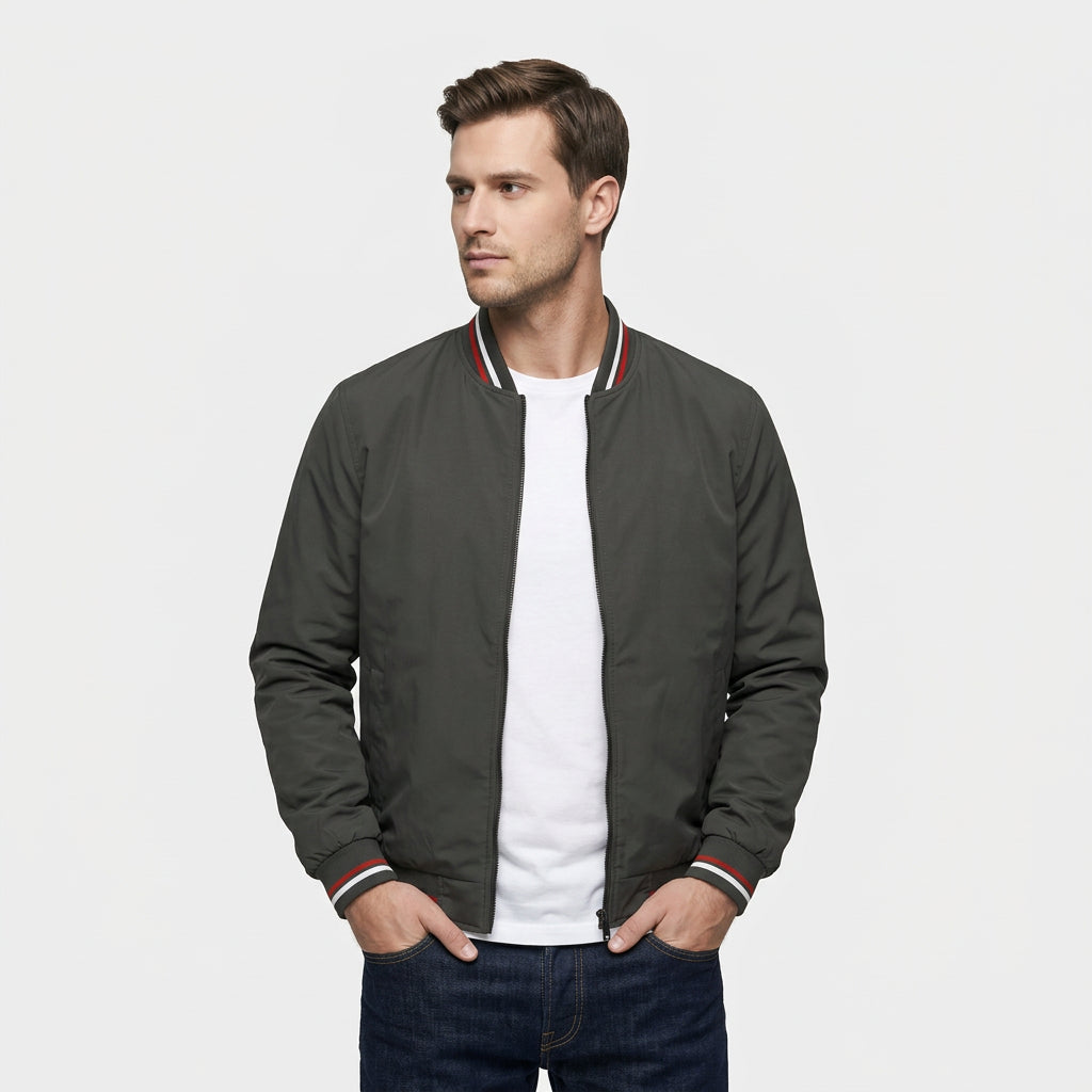 Veste Bomber Légère Col Côtelé pour Homme