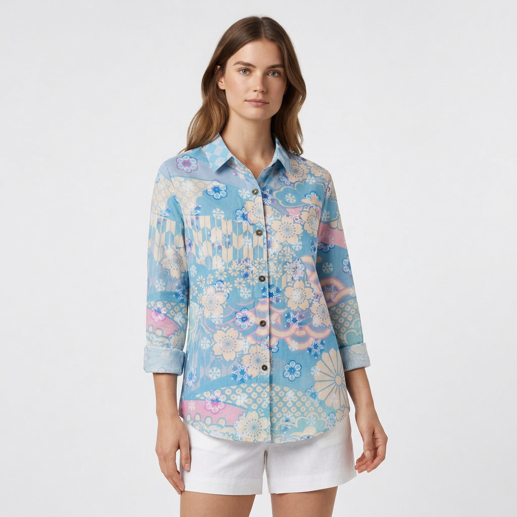 Chemise Vintage Tissu Léger Coupe Décontractée pour Femme