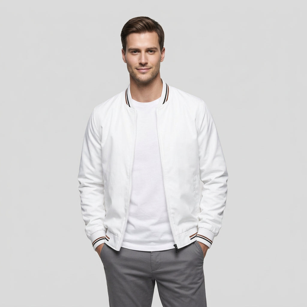 Veste Bomber Légère Col Côtelé pour Homme
