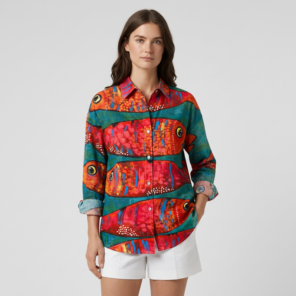 Chemise Vintage Tissu Léger Coupe Décontractée pour Femme