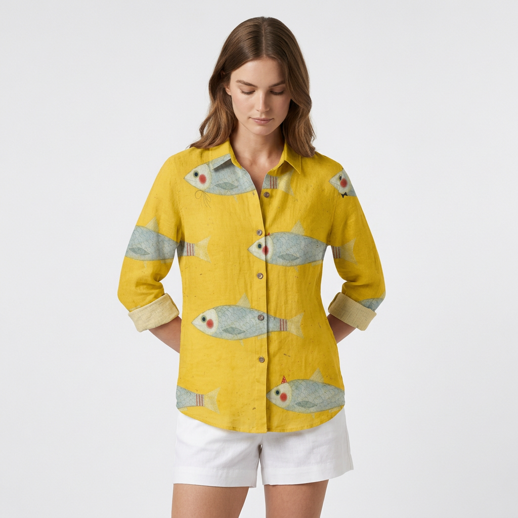 Chemise Vintage Tissu Léger Coupe Décontractée pour Femme