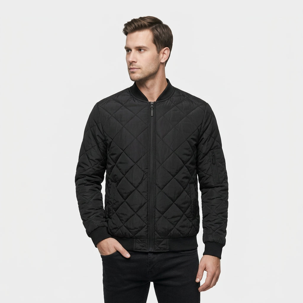 Blouson Bomber Matelassé Poches Zippées pour Homme