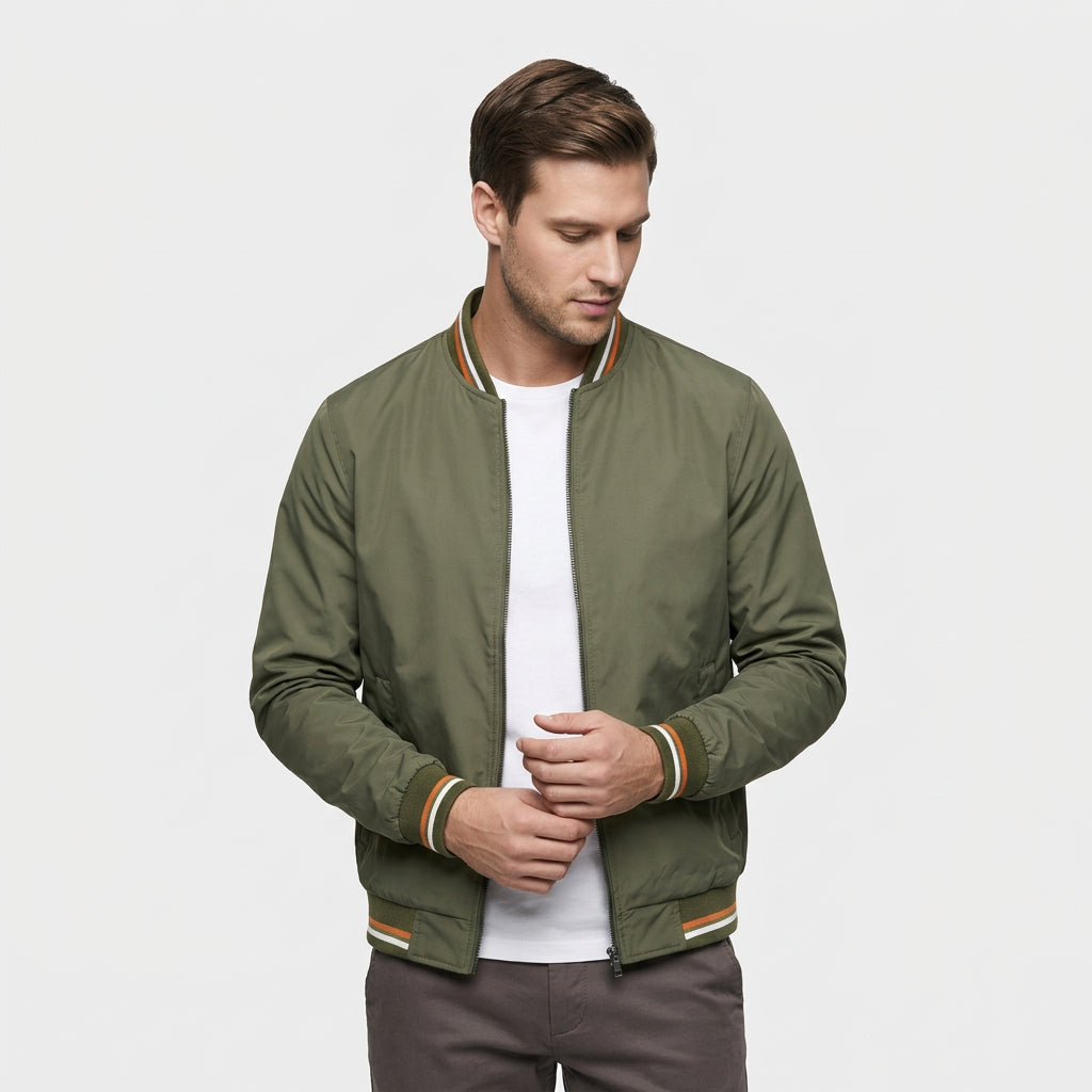 Veste Bomber Légère Col Côtelé pour Homme