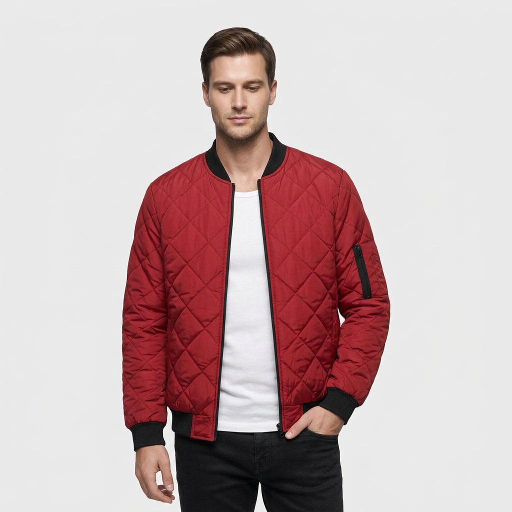 Blouson Bomber Matelassé Poches Zippées pour Homme