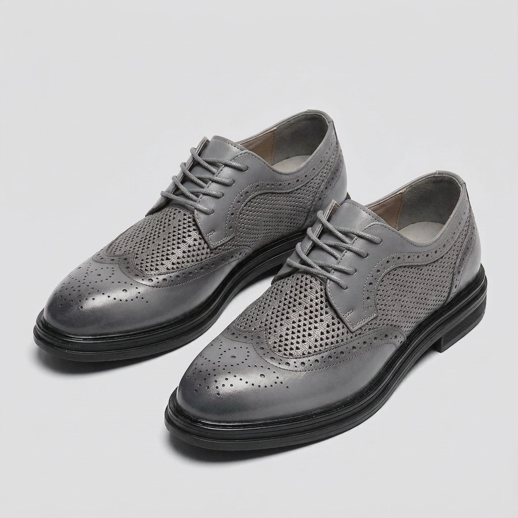 Chaussures Oxford Brogue à Lacets avec Empiècements en Mesh Perforé pour Homme