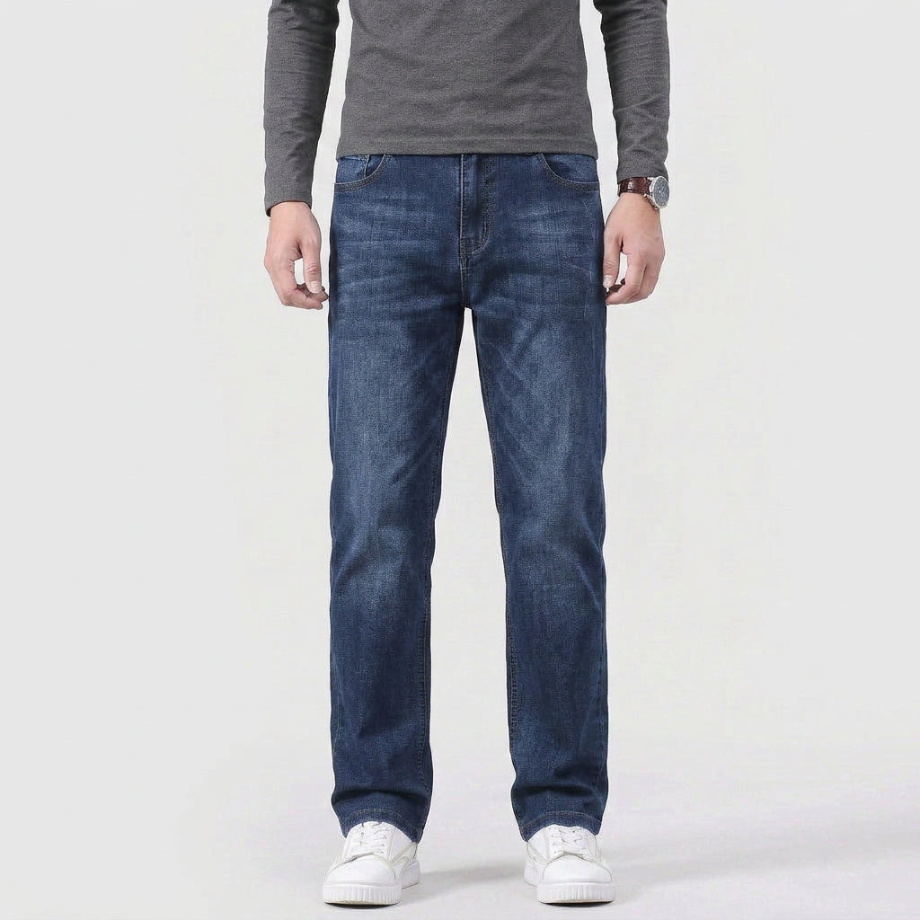 Jean Droit Denim Classique Taille Mi-Haute pour Homme
