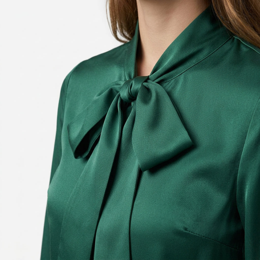 Blouse Col Lavallière Manches Longues pour Femme