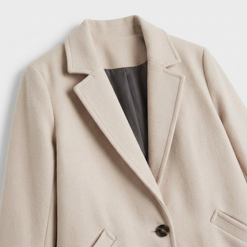 Manteau Long Boutonnage Coupe Structurée pour Femme