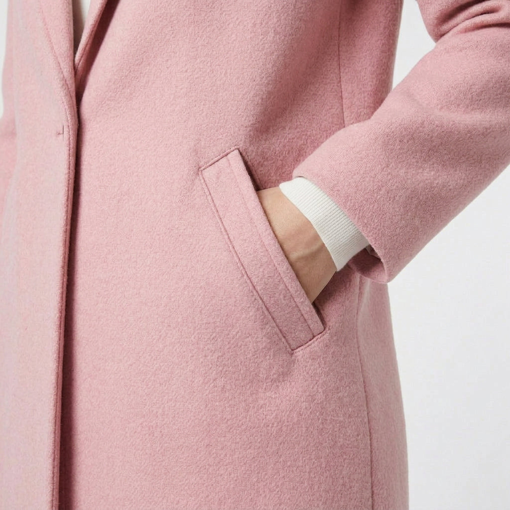 Manteau Long Boutonnage Coupe Structurée pour Femme