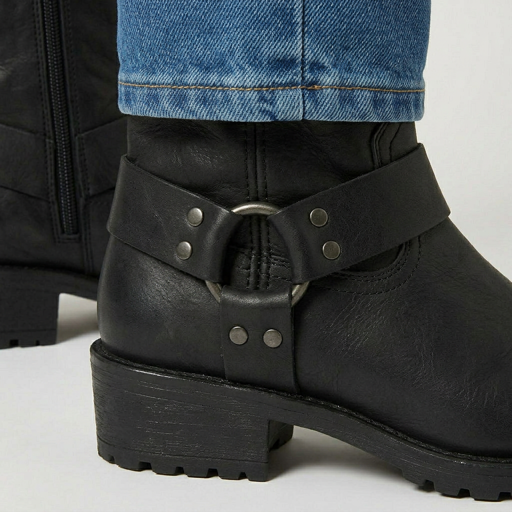 Bottines Cuir Bride Cheville Talon Bloc pour Homme