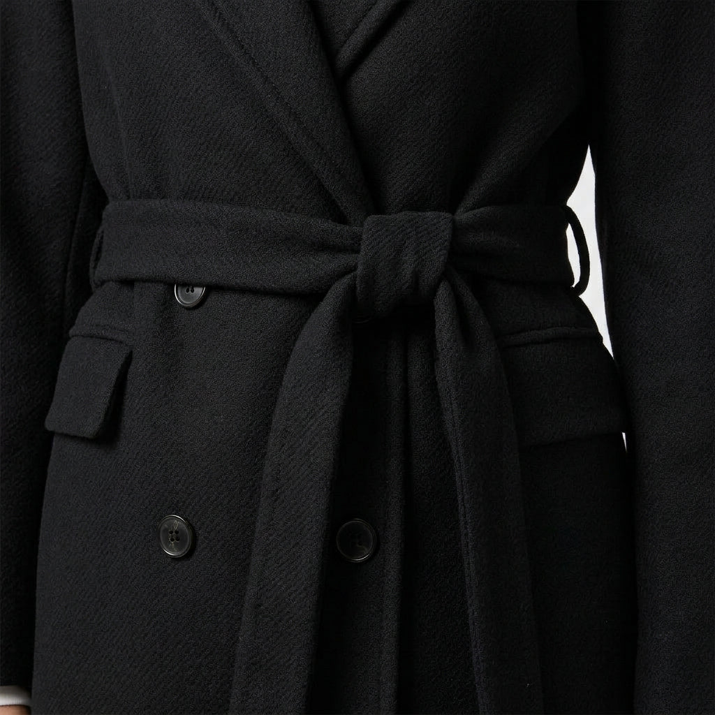 Trench Coat Ceinturé Double Boutonnage pour Femme