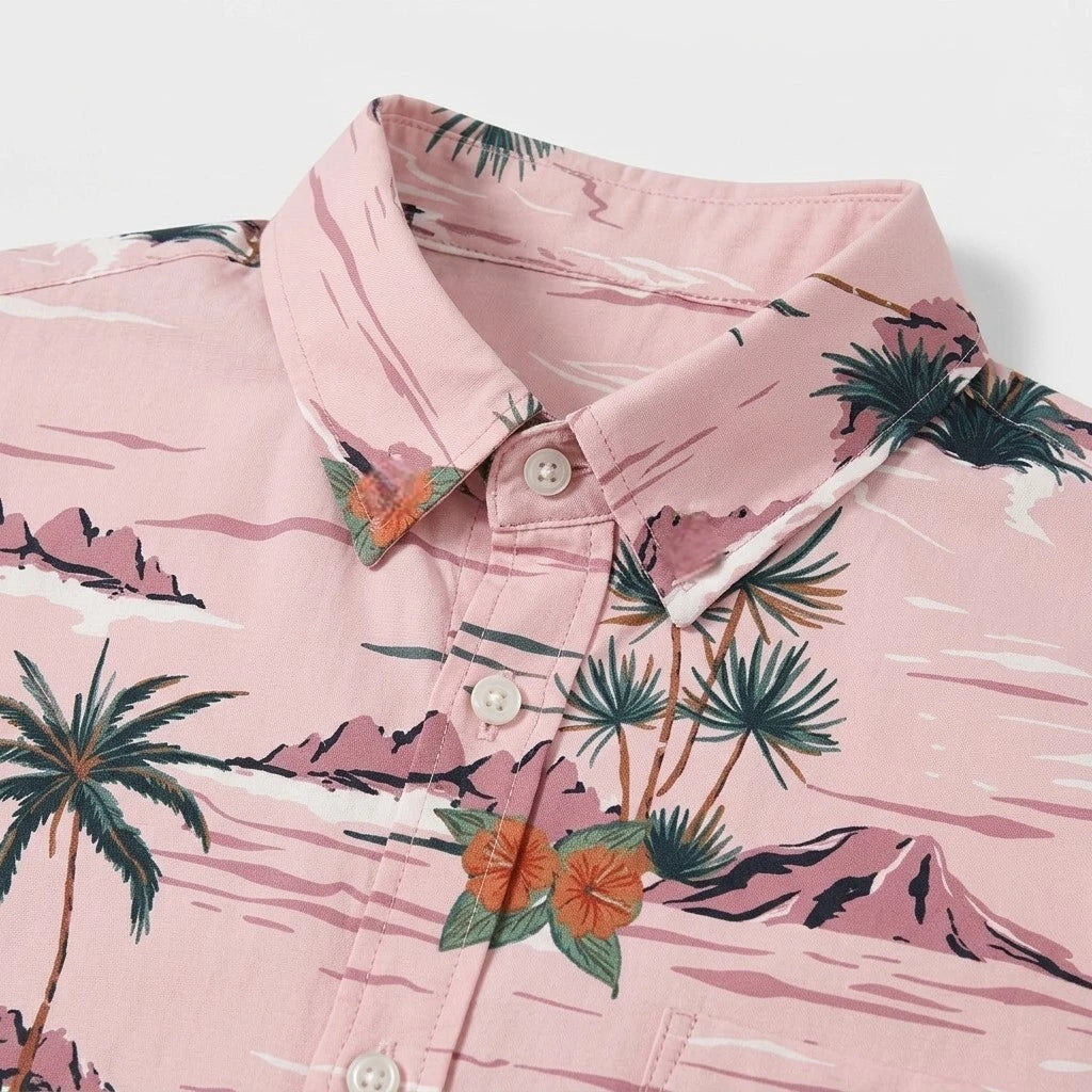 Chemise Fleurie Tropicale Manches Courtes Coupe Décontractée pour Homme