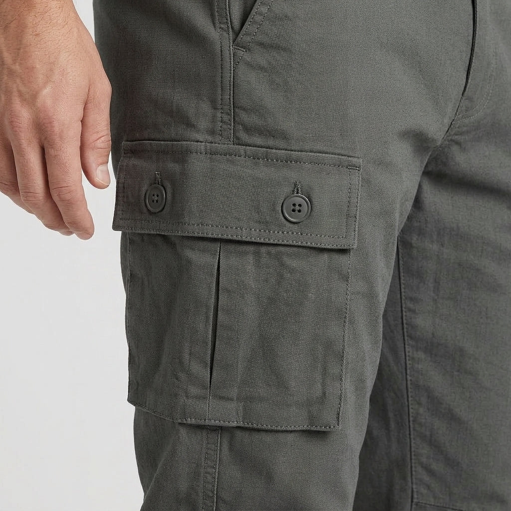 Pantalon Cargo Taille Élastiquée Poches Multiples pour Homme