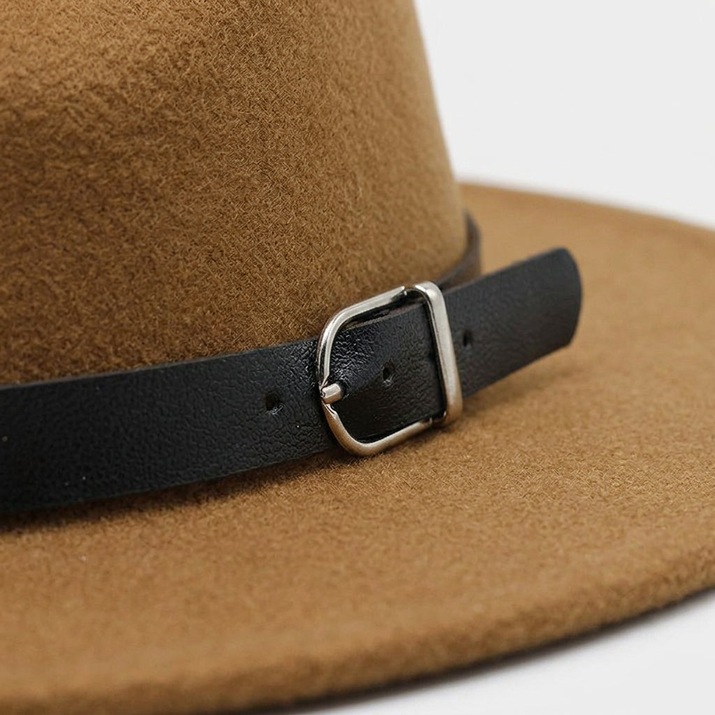 Chapeau Fedora à Larges Bords en Feutre Tressé Classique pour Homme
