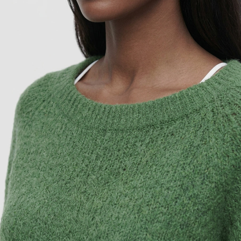 Pull en Maille Tricotée Col Rond Coupe Décontractée Manches Longues pour Femme