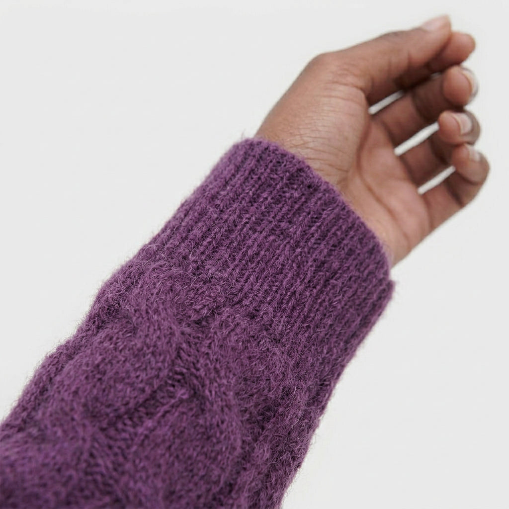 Pull en Maille Tricotée Col Rond Coupe Décontractée Manches Longues pour Femme