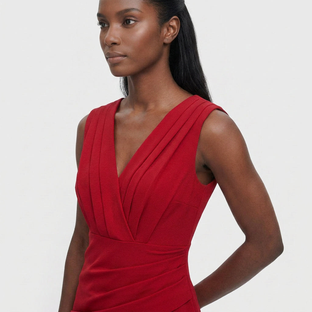 Robe de Soirée Midi à Fente Latérale Encolure Élégante Coupe Ajustée pour Femme