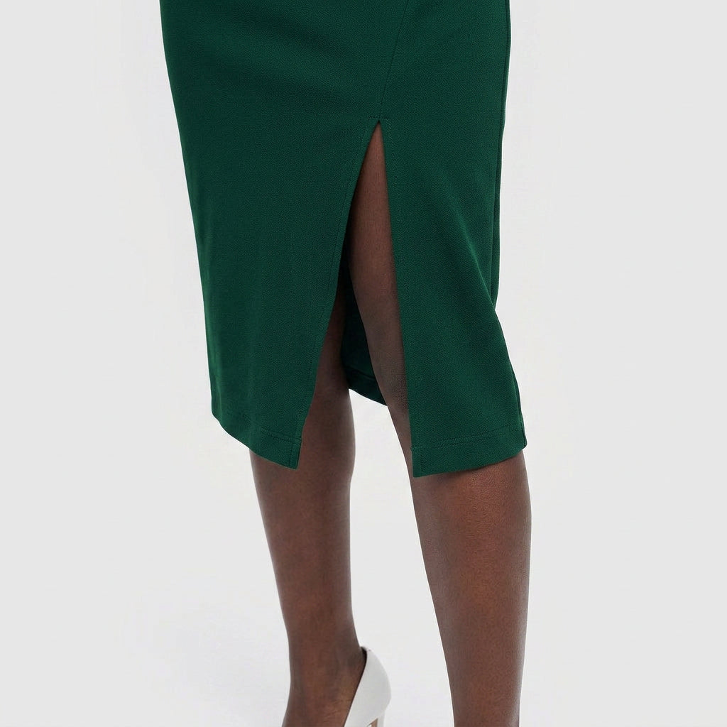 Robe de Soirée Midi à Fente Latérale Encolure Élégante Coupe Ajustée pour Femme
