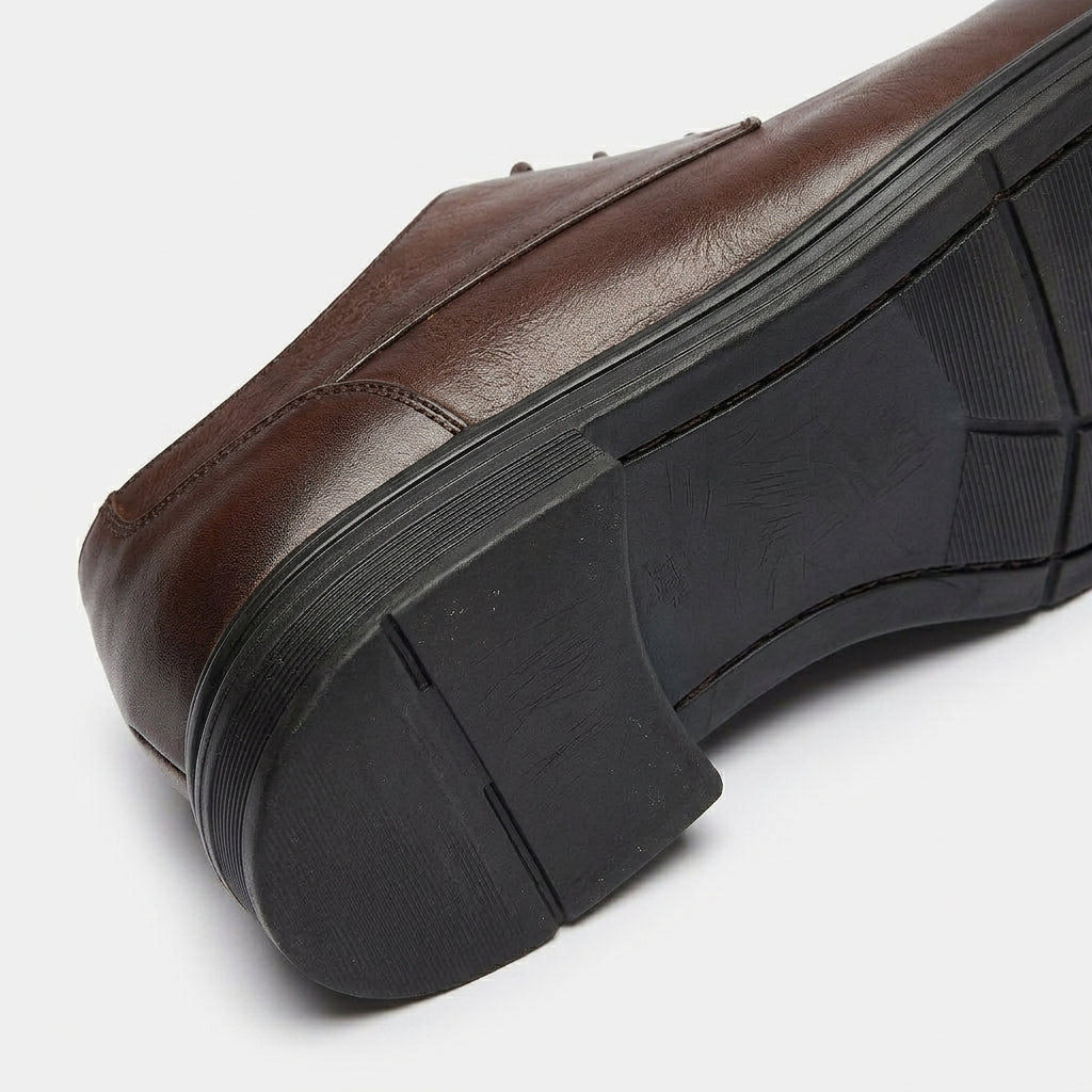 Chaussures Oxford Brogue en Cuir Grainé Coutures Détaillées Semelle Cousue pour Homme
