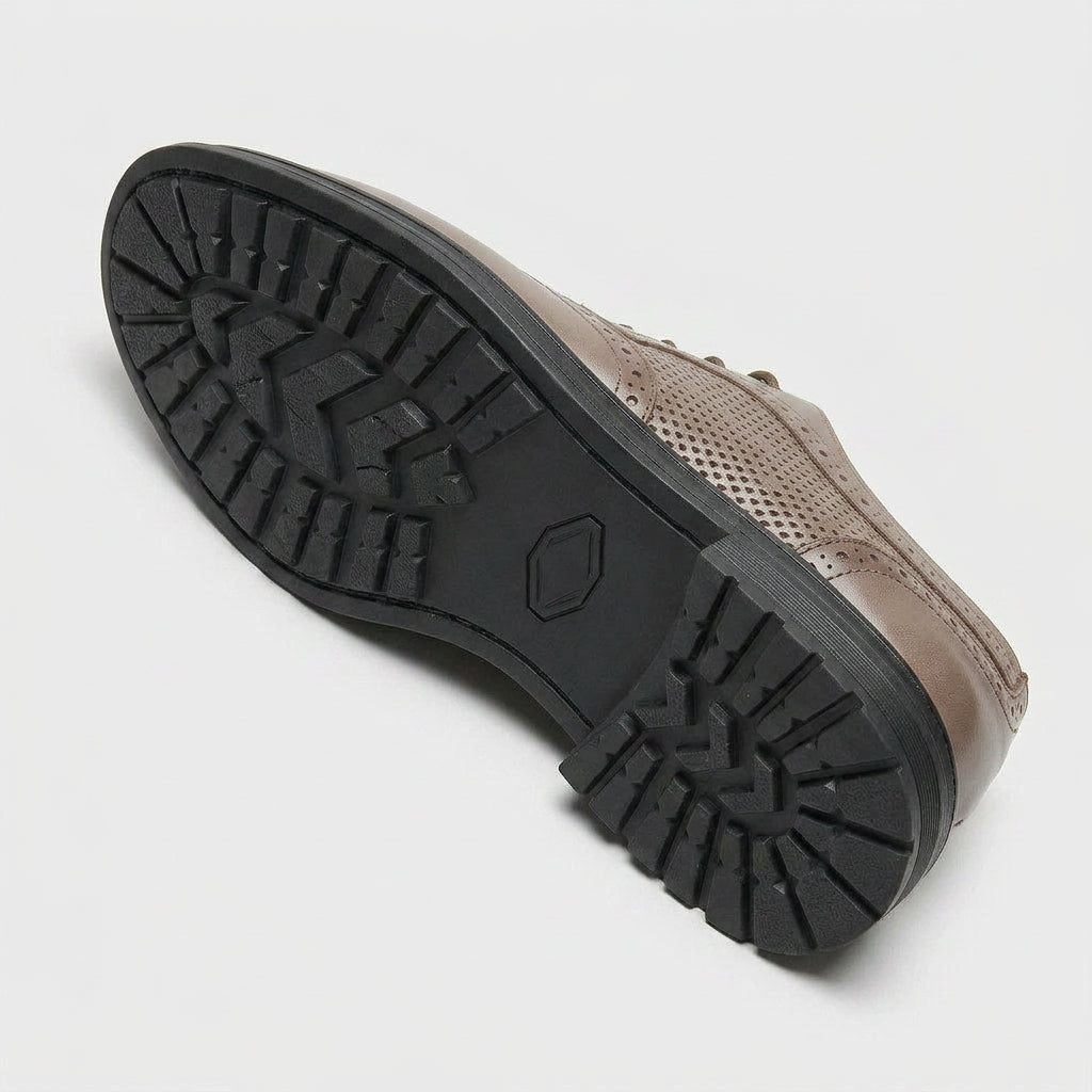 Chaussures Oxford Brogue à Lacets avec Empiècements en Mesh Perforé pour Homme